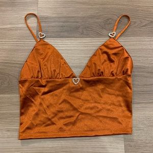 Bronze Tank w Heart Rhinestones